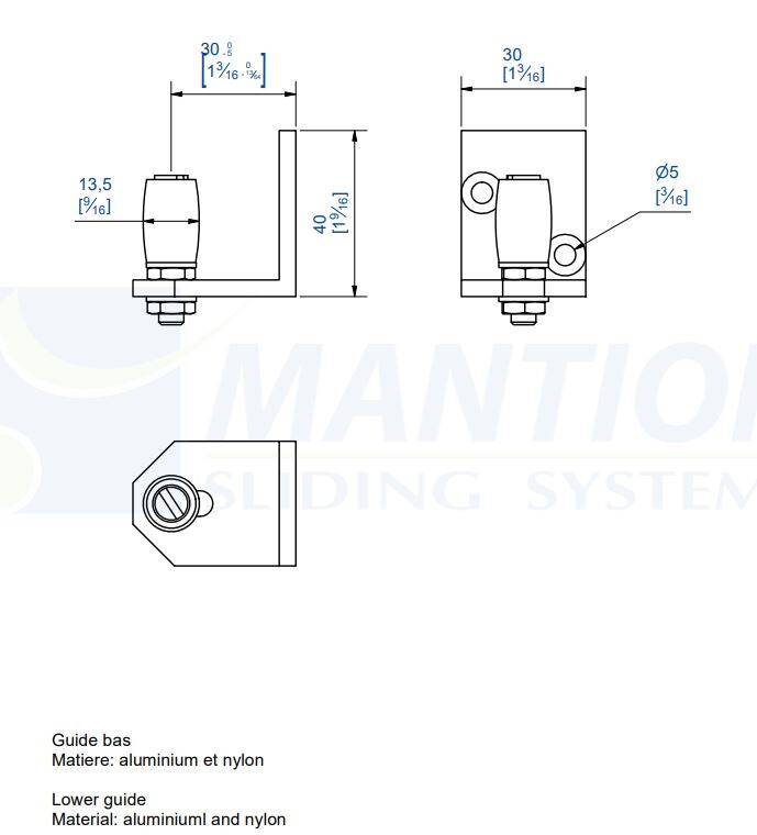 Prowadnik dolny MANTION 1054, aluminium - Systemy podwieszane MANTION