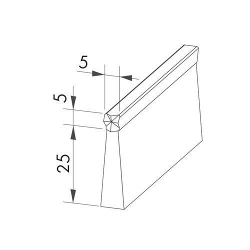 Uszczelki szczotkowe kątowe profil ALU F5-25 3000 mm - szczegółowy widok produktu