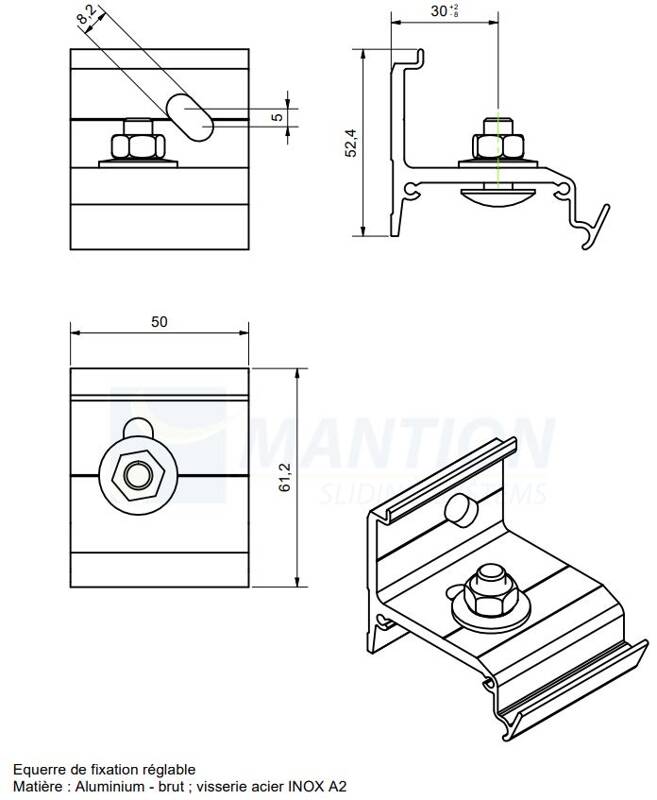 Uchwyt ścienny MANTION 11293, aluminium - WIN-SLIDE 2 (80 kg) - Okiennice przesuwne