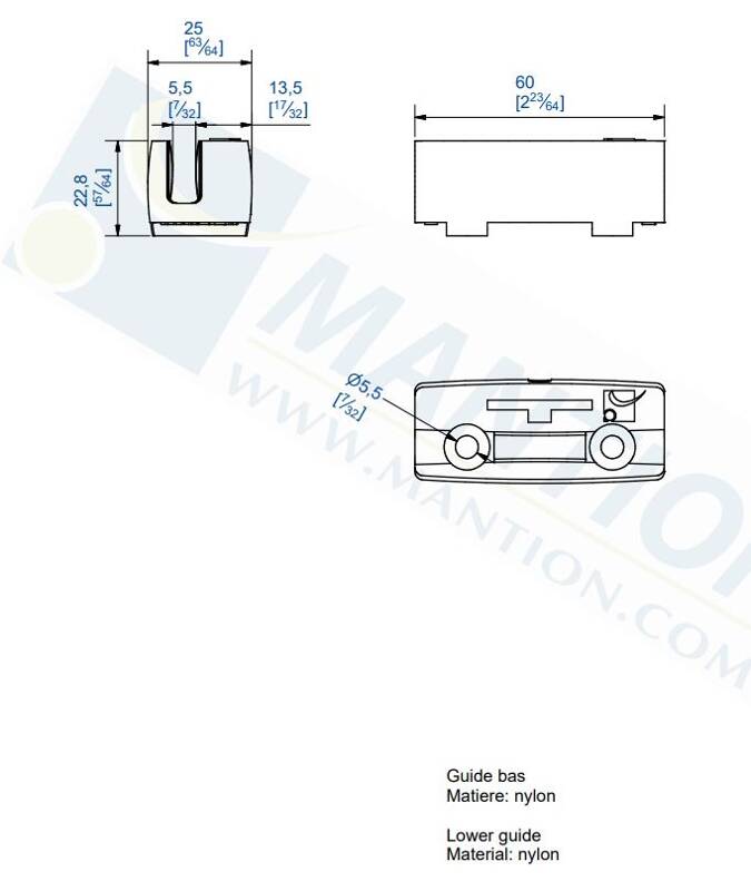 Prowadnik dolny MANTION 11110GU, nylon - okiennica WIN-SLIDE R