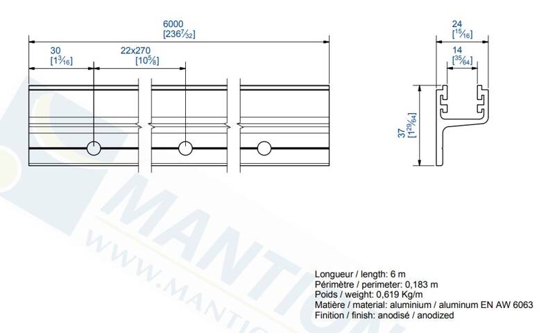 Dolna szyna prowadząca MANTION 11109E, aluminium - zdjęcie 2