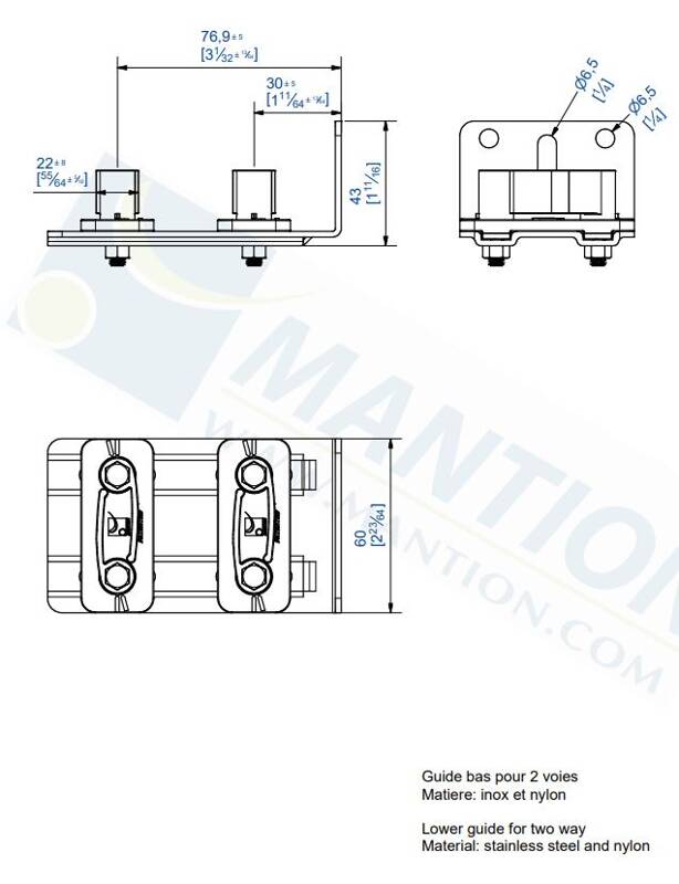 Podwójny regulowany prowadnik dolny MANTION 1128DRG, stal nierdzewna AISI 304 - zdjęcie produktu