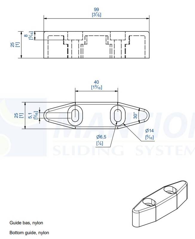 Prowadnik dolny MANTION 1110GDL, nylon - zdjęcie produktu 2