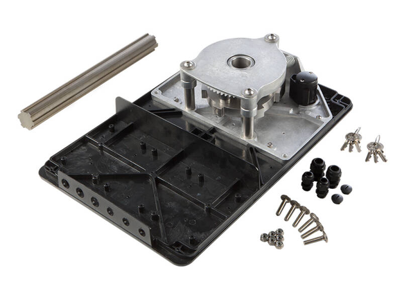 Podstawowy mechanizm Locinox TURNITEC do bramki obrotowej 4-ramiennej 90° - obudowa zgodna z normą IP55