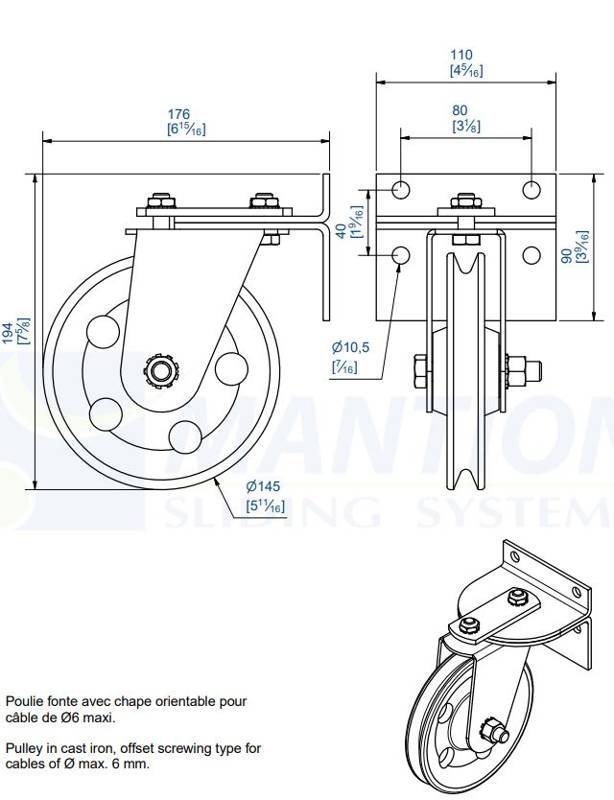 Regulowana rolka linki MANTION 4145F, żeliwo - zdjęcie produktu 2