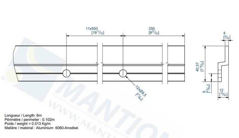 Dolny profil prowadzący MANTION 11121, aluminium - zdjęcie 2