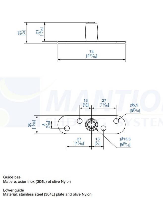 Dolna rolka stabilizująca MANTION 1102XA2, Ø13,5 mm, stal nierdzewna AISI 304 - zdjęcie produktu