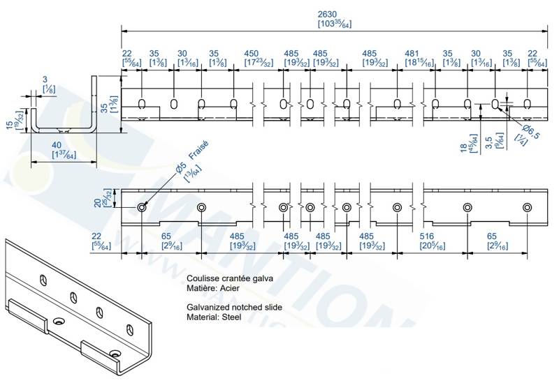 Listwa zębata MANTION SPORTUB 7056, ocynk - solidność i trwałość produktu