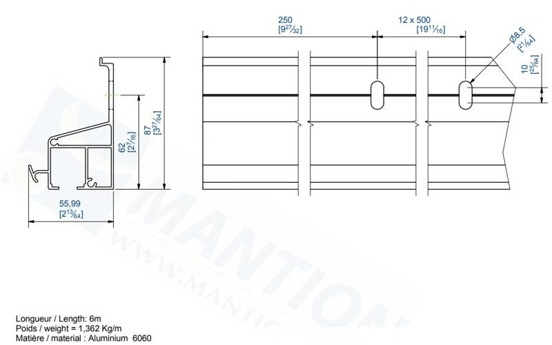 Szyna nośna MANTION 11161, aluminium - zdjęcie 2