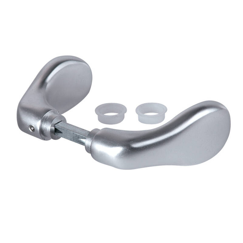 Zaokrąglona klamka Locinox 3006C, aluminium - widok z bliska na anodowane aluminium i trzpień 8 mm