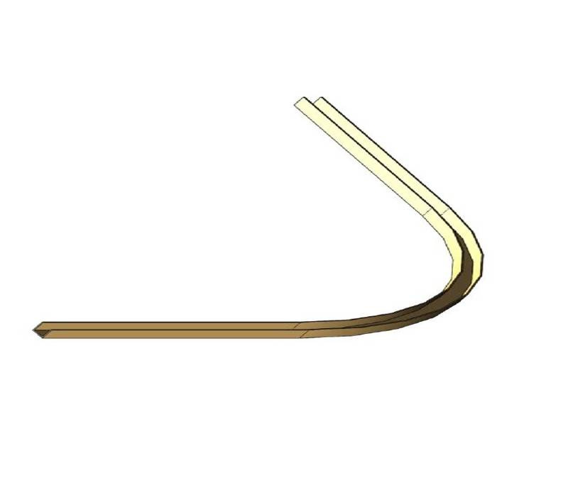 Dolny łuk 90° NIKO 33.C07, promień 690±15 mm, odcinki proste 460 mm, ocynk. Szyna 35x40 mm (200 kg)