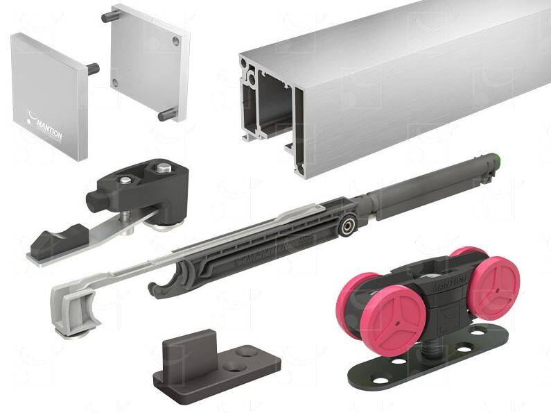 Zestaw MANTION SAF SLIM (SAF-S82D/160), do drzwi o maksymalnej szerokości 830 mm, aluminium szczotkowane - zdjęcie produktu 1