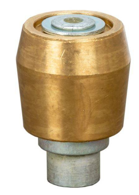 Mosiężna rolka prowadząca NIKO 35.M48, Ø50 mm na tle szyny 75x80 mm, obciążonej 1200 kg