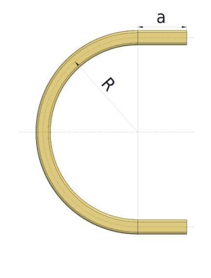 Łuk szyny nośnej 180° NIKO 25.C66, promień 580±10 mm, odcinki proste 300±20 mm, ocynk