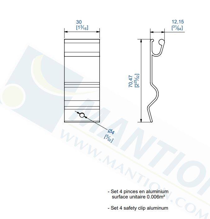 Komplet uchwytów do maskownicy MANTION 11169, aluminium - zdjęcie przedstawiające produkt w użyciu na okiennicy przesuwnej WIN-SLIDE (80 kg)