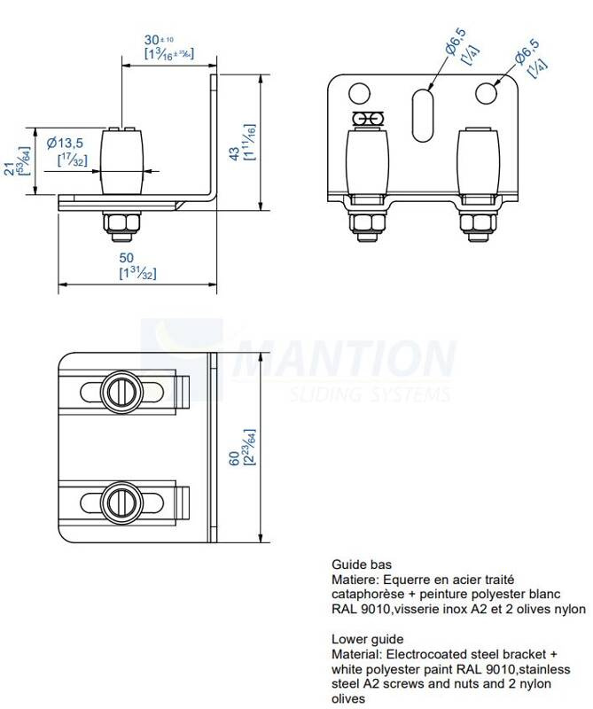 Regulowany prowadnik dolny MANTION 1128A, ocynk - zdjęcie produktu 2