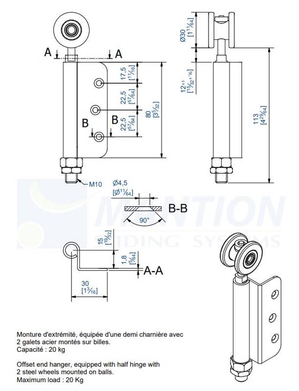 Wózek 2-kołowy z zawiasem MANTION 0532E, ocynk - zdjęcie produktu 3