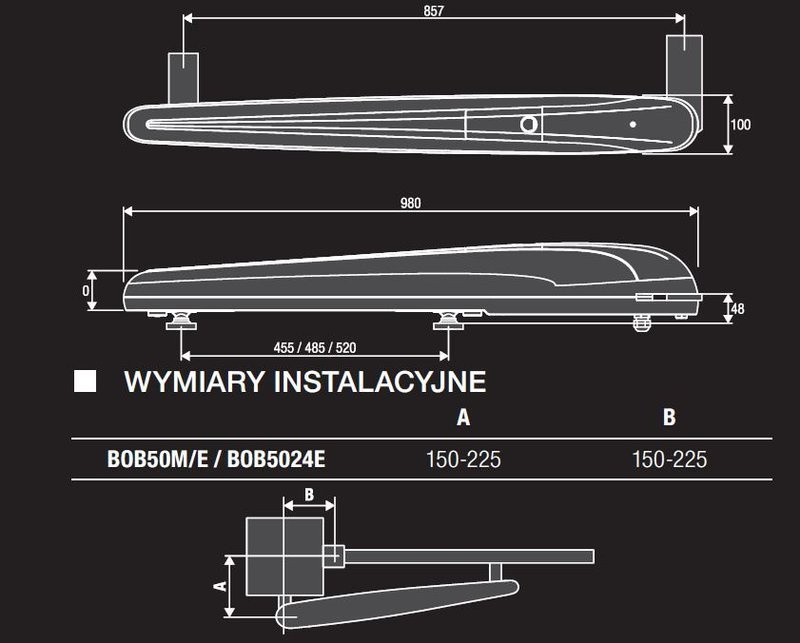 Napęd do bram skrzydłowych BENINCA BOB50M - nienawrotny siłownik elektromechaniczny