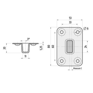 Zestaw dolnych, szerokich gniazd do zasuwy drzwiowej PLANET BM Ø10 mm (900276)