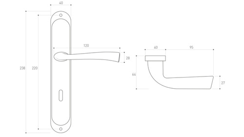 Klamka drzwiowa Metal-Bud LIBRA 90 mm