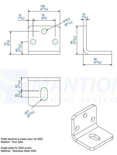 Kątownik montażowy MANTION 9053XA2, stal nierdzewna AISI 304