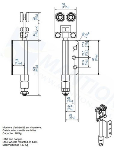 Wózek 4-kołowy z kątownikiem MANTION 9312E, ocynk