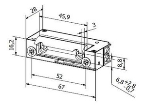 Elektrozaczep BIRA Hartte XS, normalnie zamknięty (NC) z pamięcią i wyłącznikiem