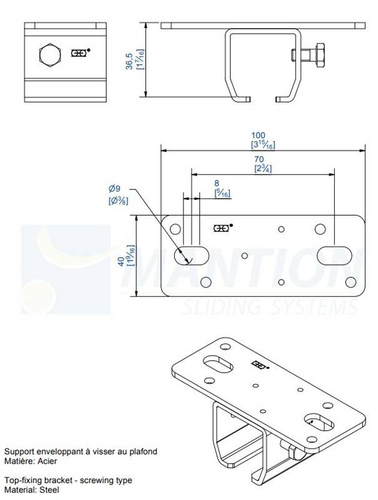 Uchwyt sufitowy MANTION 9018H, ocynk