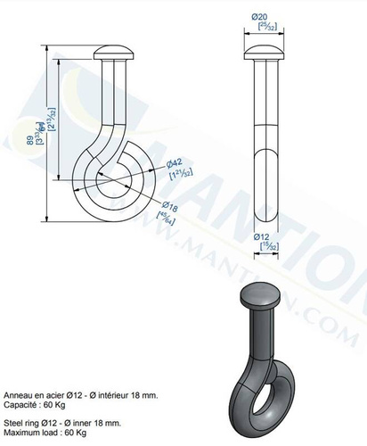Hak oczkowy MANTION 8521