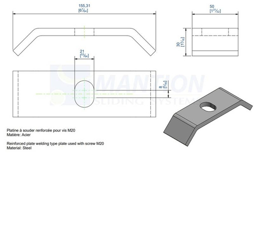 Płytka montażowa do wspawania MANTION 0085S, stal czarna
