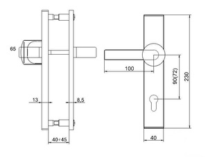 Wzmocniona klamko-gałka drzwiowa na długim szyldzie LOB MPS01 / MPS02