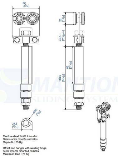 Wózek 4-kołowy do wspawania MANTION 9332SOE, ocynk