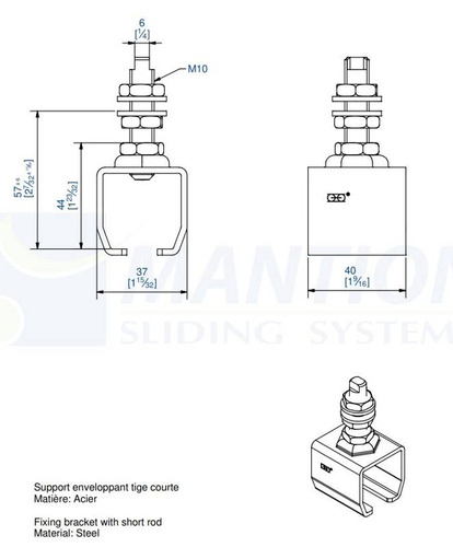 Uchwyt sufitowy z trzpieniem MANTION 9011, ocynk
