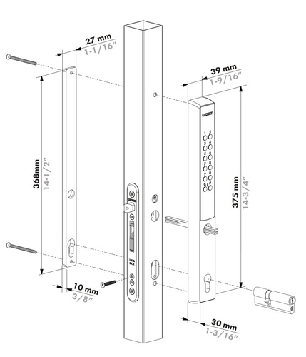 Zamek szyfrowy zasilany bateryjnie Locinox VERA na profil o głębokości min. 40 mm