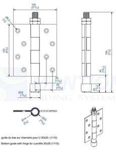 Prowadnik dolny z zawiasem MANTION 1106, ocynk