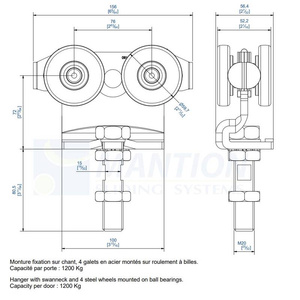 Wózek 4-kołowy MANTION 9262S, ocynk