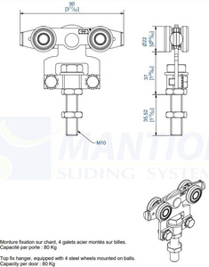 Wózek 4-kołowy MANTION 9215, ocynk