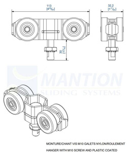 Wózek 4-kołowy MANTION 9542NC2, koła nylonowe
