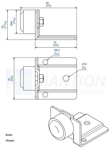 Stoper na kątowniku MANTION 2091, ocynk