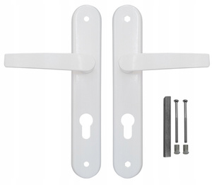 Klamka drzwiowa na długim szyldzie, klucz piórowy LOB MKS