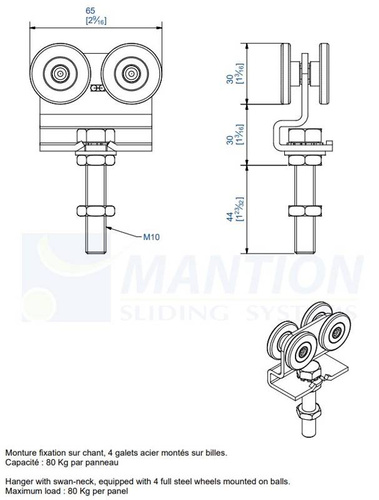 Wózek 4-kołowy MANTION 2232, ocynk