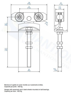 Wózek 4-kołowy z przedłużonym trzpieniem MANTION 9242SL, ocynk
