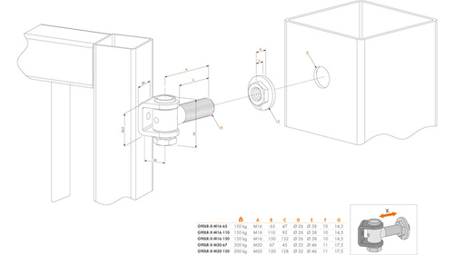 Zawias 90° z nakrętką regulowaną Locinox G90LR