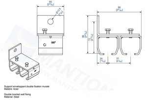 Podwójny uchwyt ścienny MANTION 9038V2, ocynk