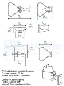 Wzmocniony zatrzask bramowy MANTION 1302, malowanie kataforetyczne, 30 daN