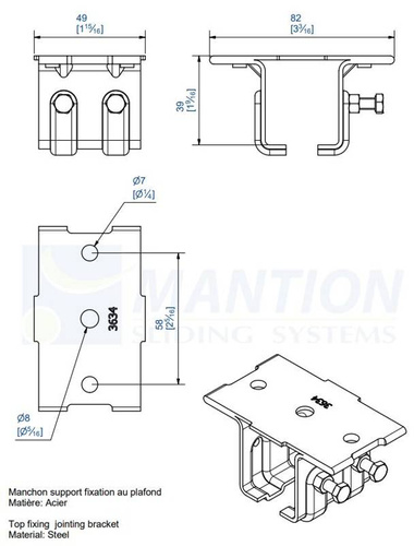 Początkowy uchwyt sufitowy MANTION 3634M, ocynk