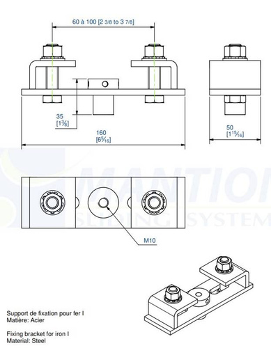 Uchwyt sufitowy mocowany do dwuteownika MANTION 3537, ocynk