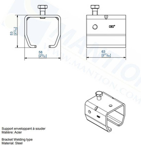 Uchwyt ścienny do wspawania MANTION 9048, stal czarna
