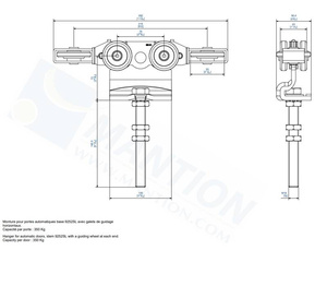 Wózek 6-kołowy z przedłużonym trzpieniem do drzwi automatycznych MANTION 9252SE, ocynk