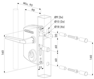 Zamek przemysłowy Locinox LAKQ U3 na płaskownik 10 mm